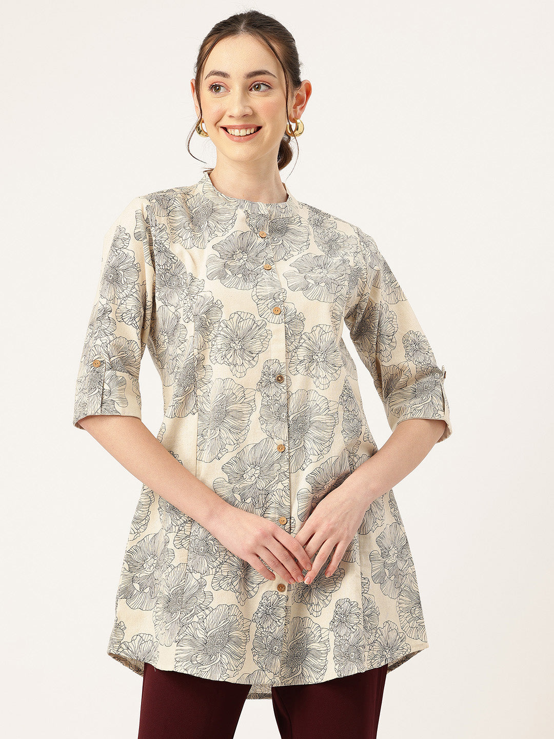 Printed Mandarin Shirt “ Casual & Chic