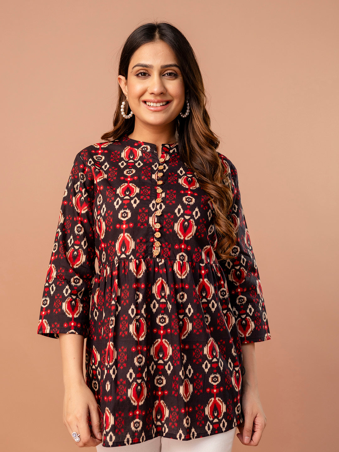 Top “ Mandarin Collar, 3/4 Sleeves, Flattering Fit (Sizes S“XXL)