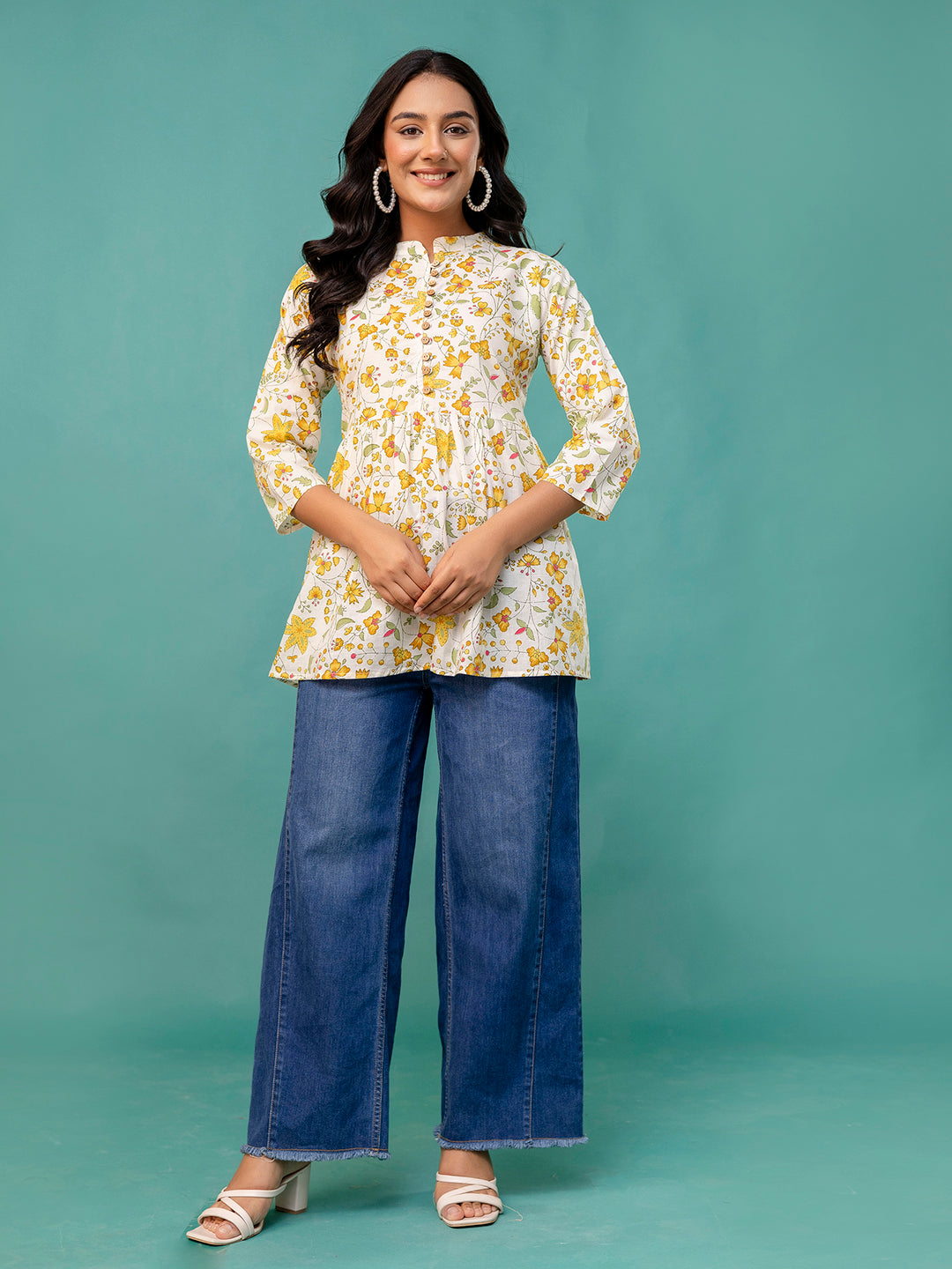 Tunic “ Mandarin Collar, 3/4 Sleeves, Flattering Fit (Sizes S“XXL)