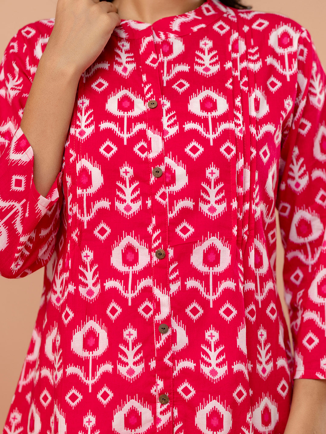 Elegant Mandarin Collar Printed Tunic “ Stylish & Comfortable, Sizes