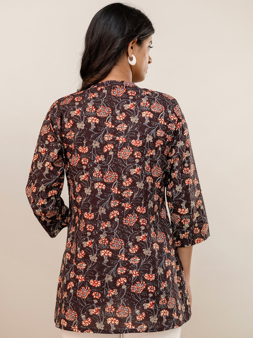 Elegant Mandarin Collar Printed Tunic “ Stylish & Comfortable, Sizes