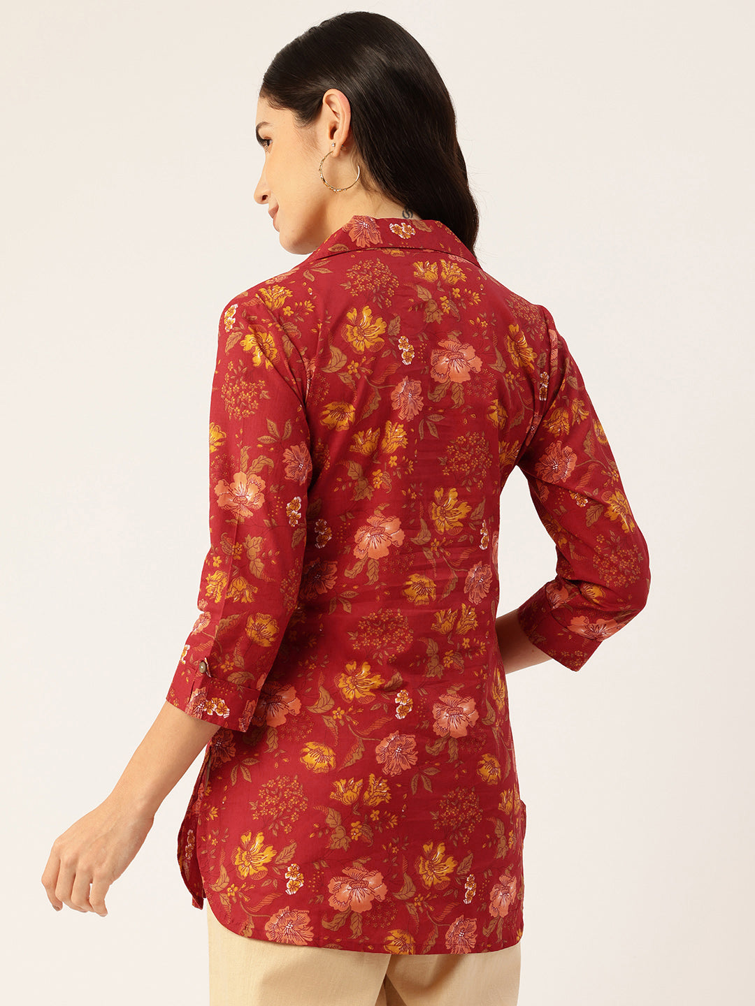 Versatile Collared Shirt with 3/4 Sleeves for Women “ Elegant & Casual