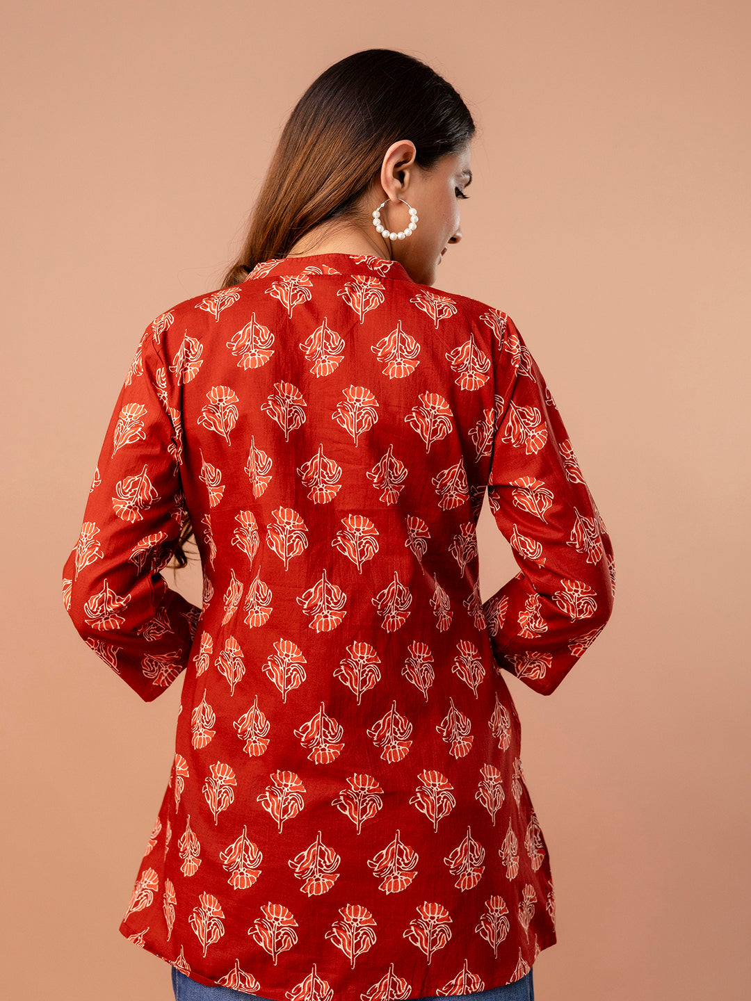 Top “ Mandarin Collar, 3/4 Sleeves, Flattering Fit (Sizes S“XXL)