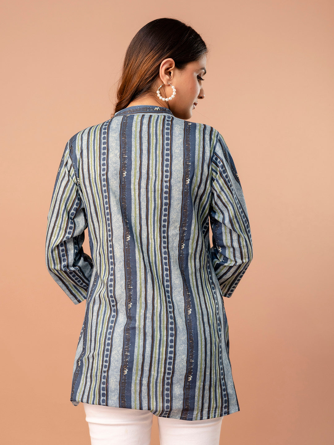 Top “ Mandarin Collar, 3/4 Sleeves, Flattering Fit (Sizes S“XXL)
