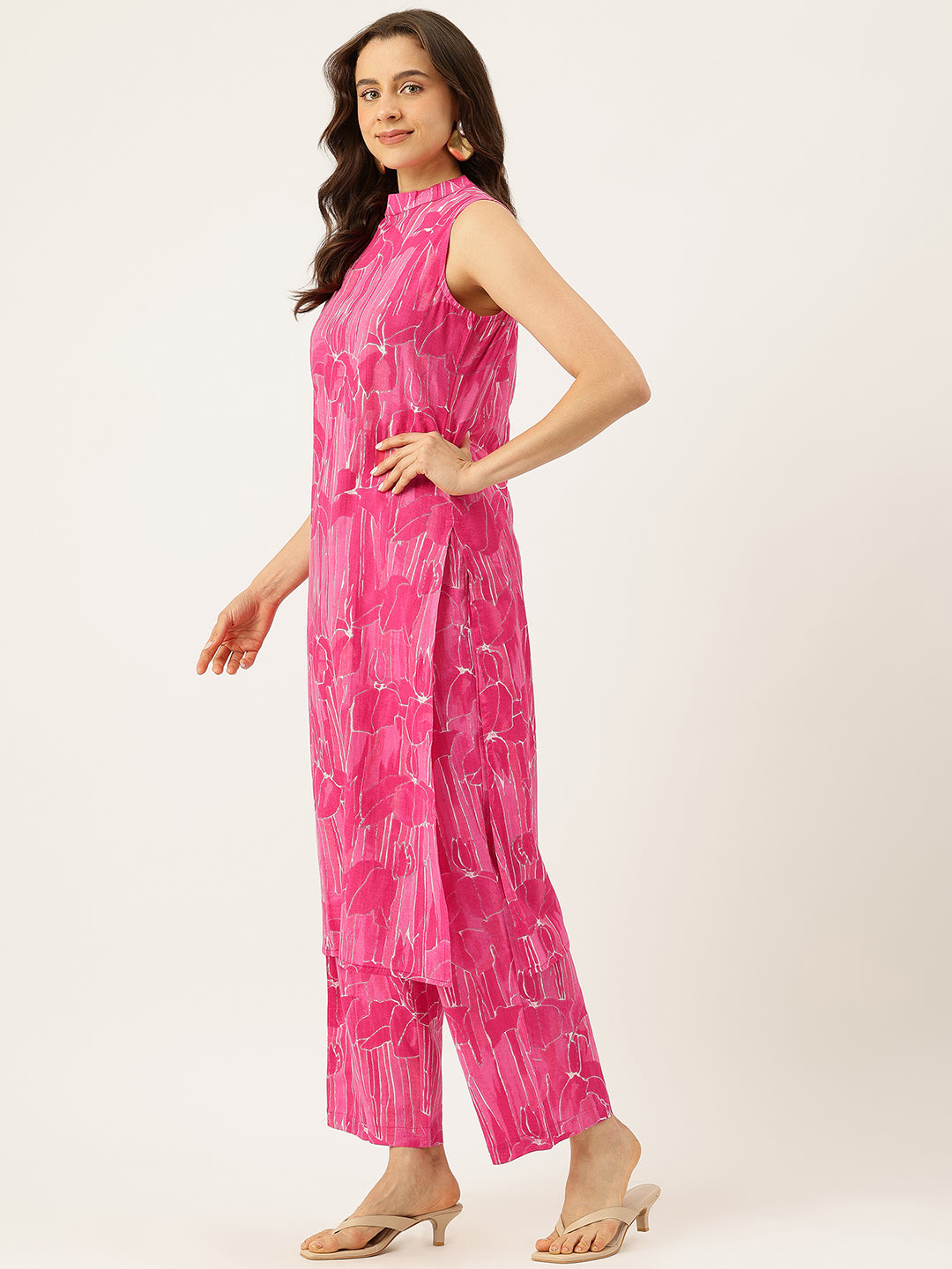 Floral Sleeveless Cotton Co-Ord Set with Choker Neckline “ Pure Cotton | Sizes S“XXL