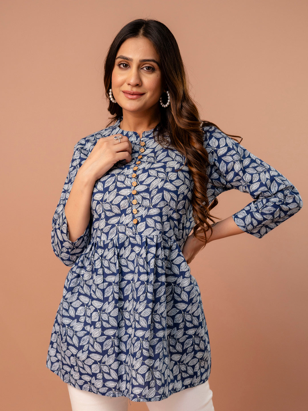 Top “ Mandarin Collar, 3/4 Sleeves, Flattering Fit (Sizes S“XXL)