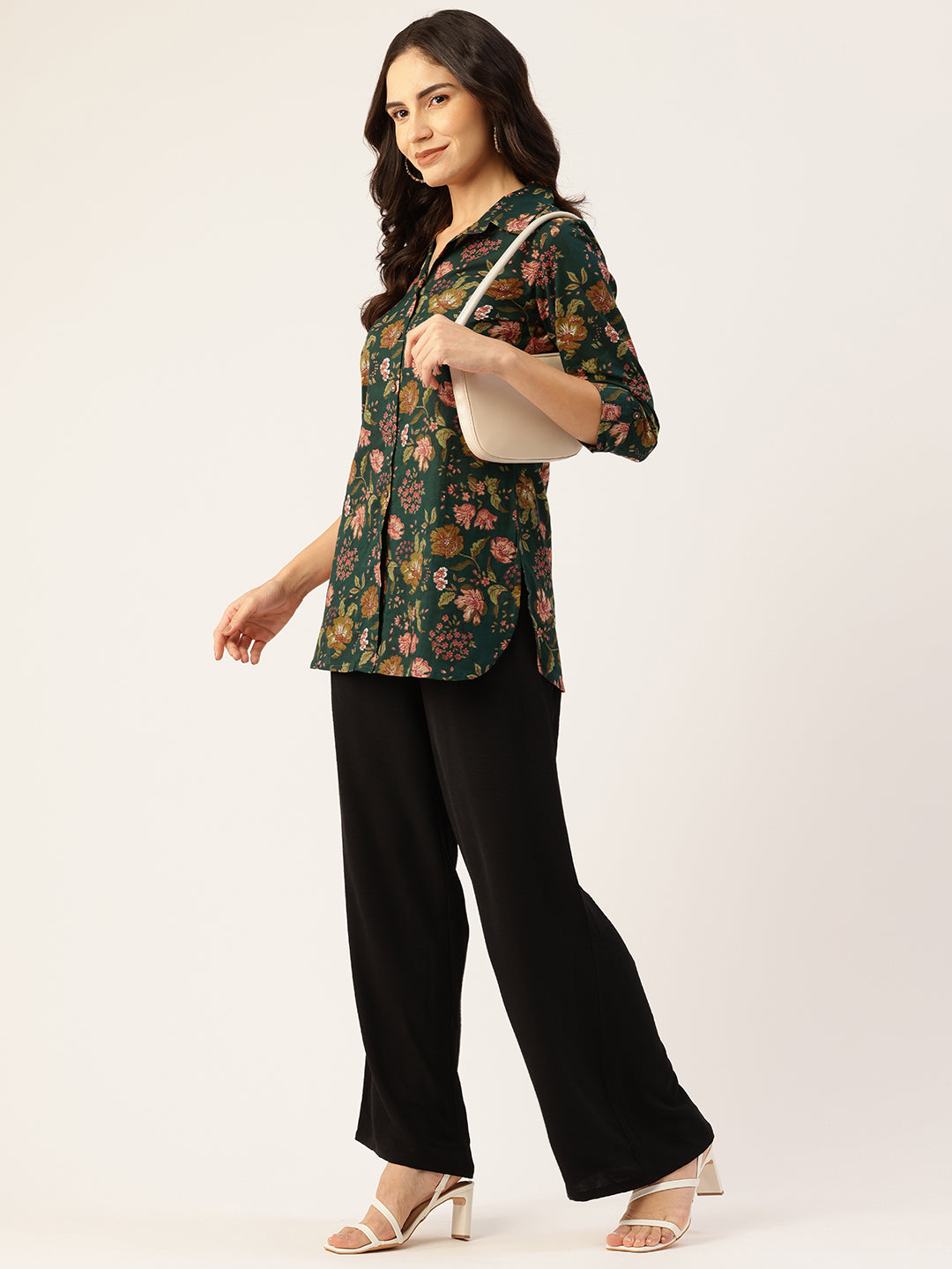 Versatile Collared Shirt with 3/4 Sleeves for Women “ Elegant & Casual