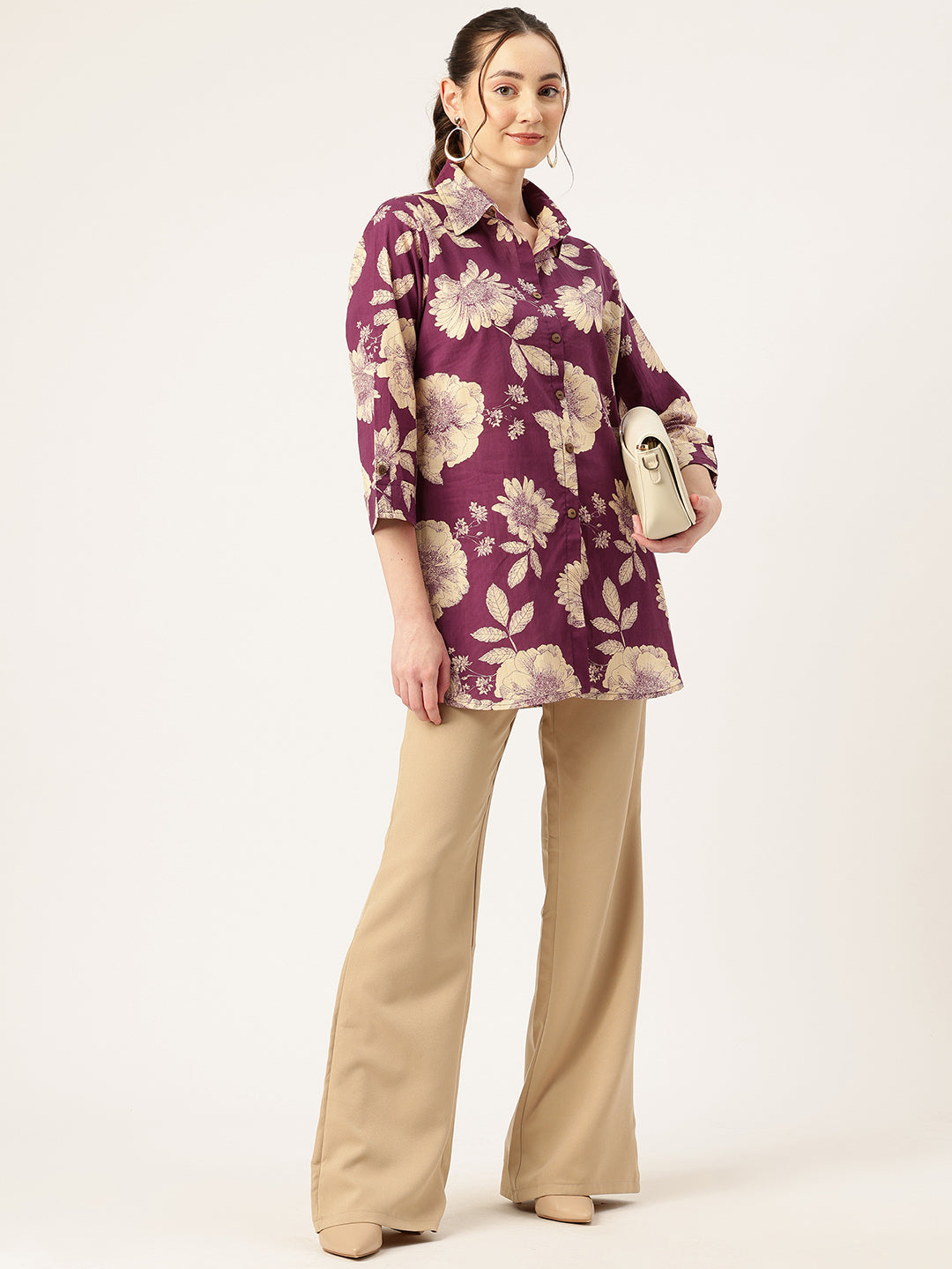 Versatile Collared top with 3/4 Sleeves for Women “ Elegant & Casual
