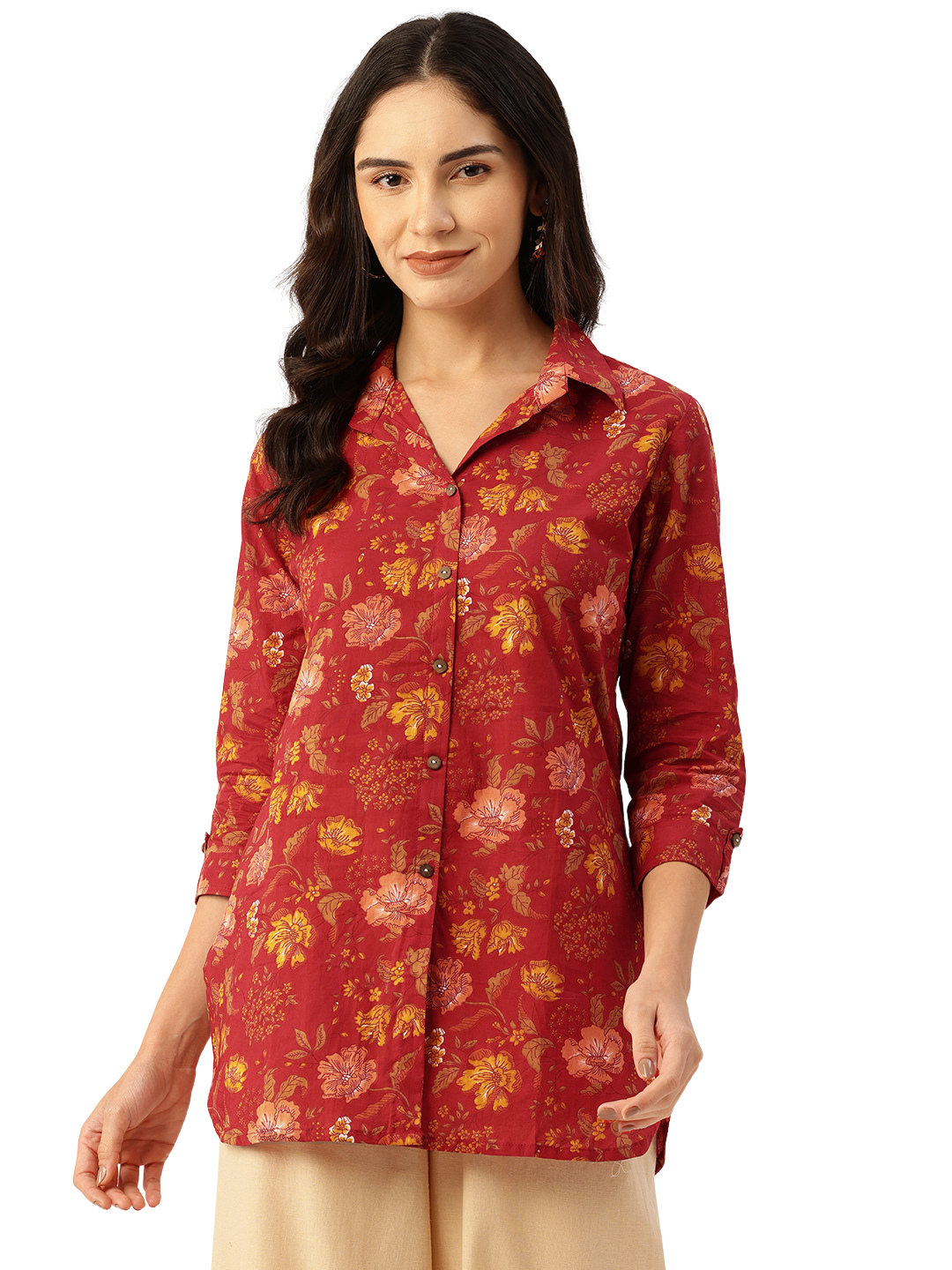 Versatile Collared Shirt with 3/4 Sleeves for Women “ Elegant &amp; Casual
