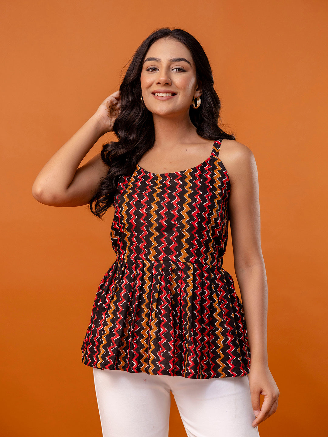 Strappy Peplum Top “ Flattering Fit, All-Day Comfort, Sizes XS“XXL.