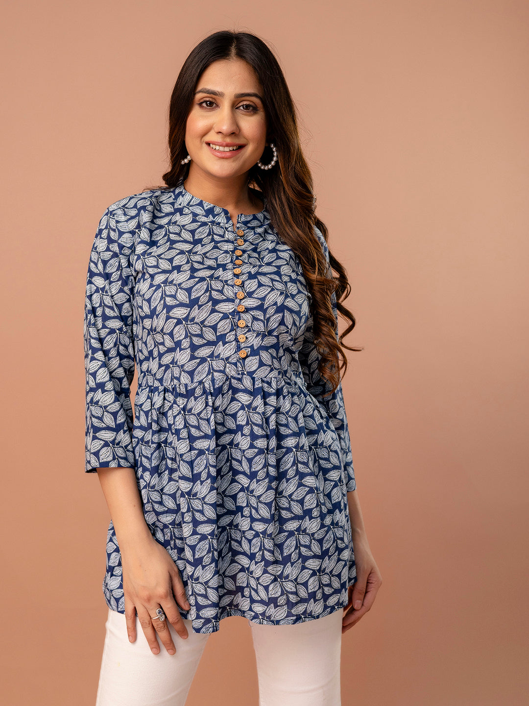 Top “ Mandarin Collar, 3/4 Sleeves, Flattering Fit (Sizes S“XXL)