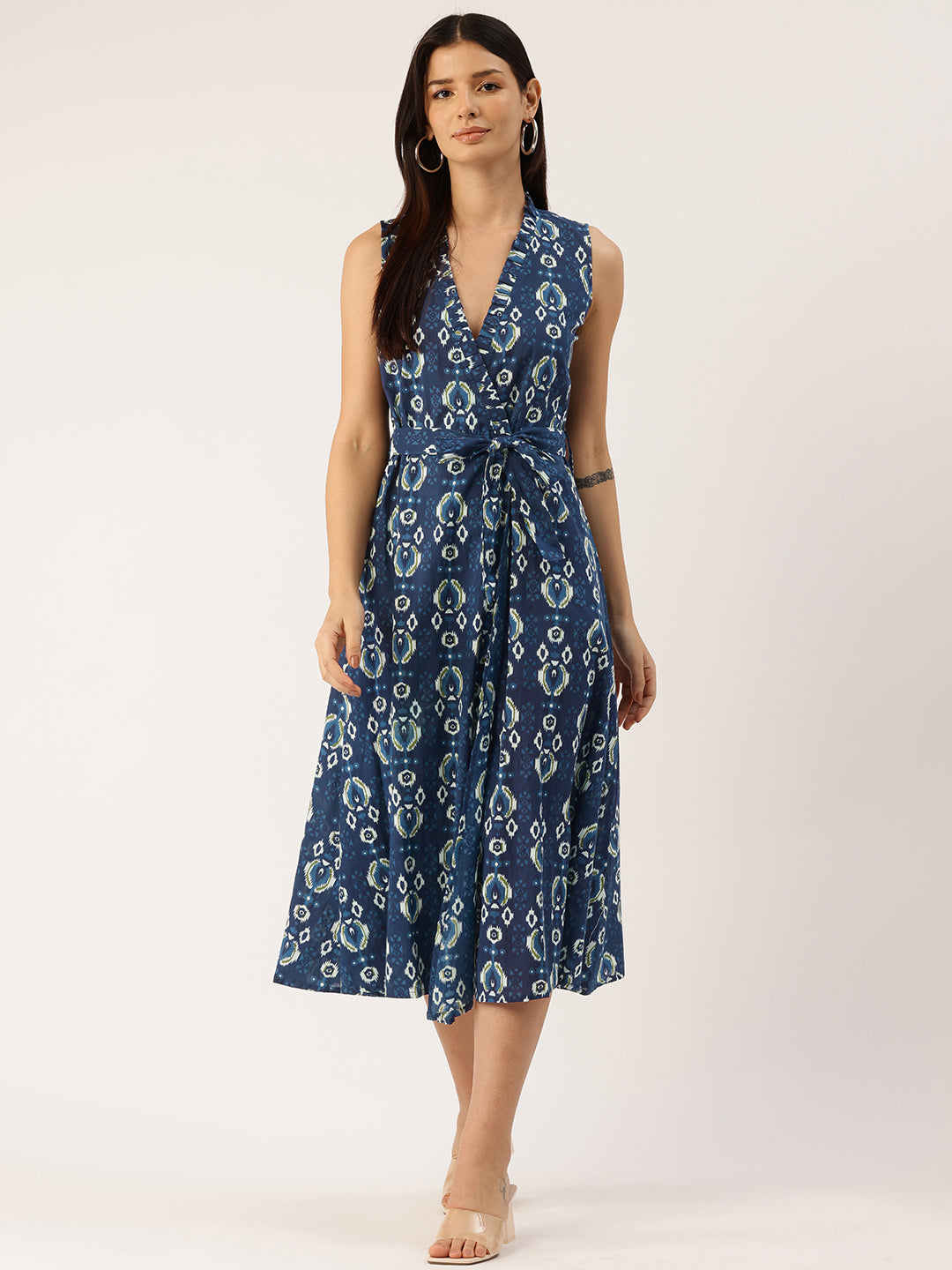 Floral Wrap Angrakha Dress “ Lightweight Sleeveless Cotton Perfection