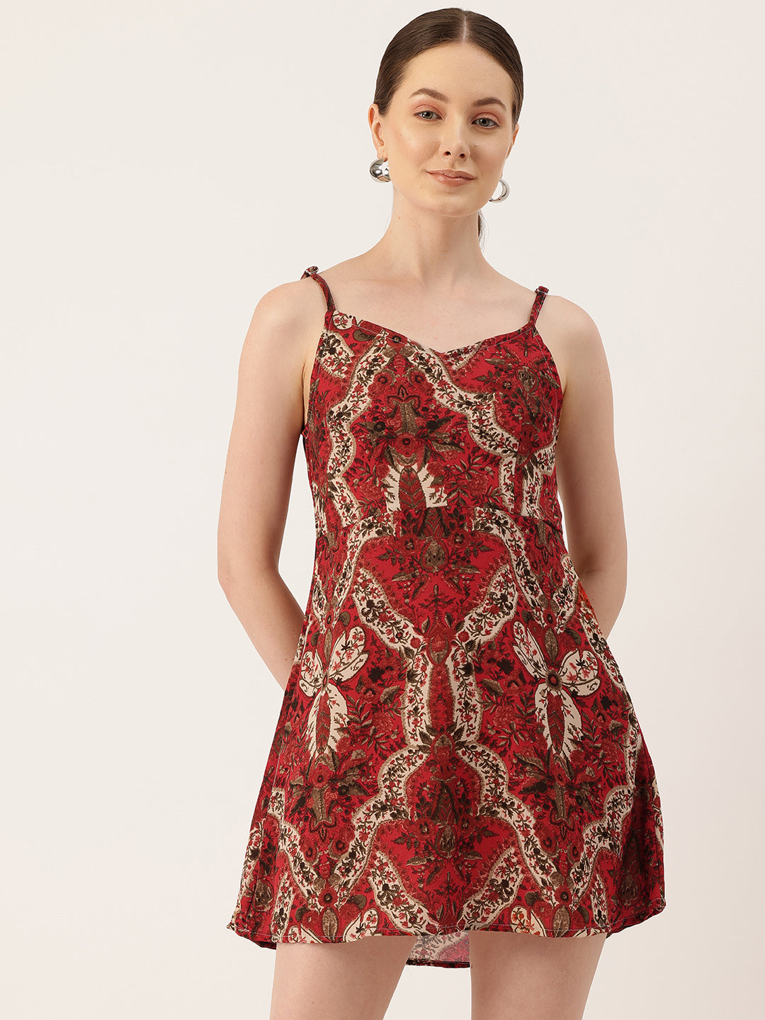 Womens Floral Print Rayon Flared Dress | Soft &amp; Lightweight | Casual Fit | Sizes XS“XXL