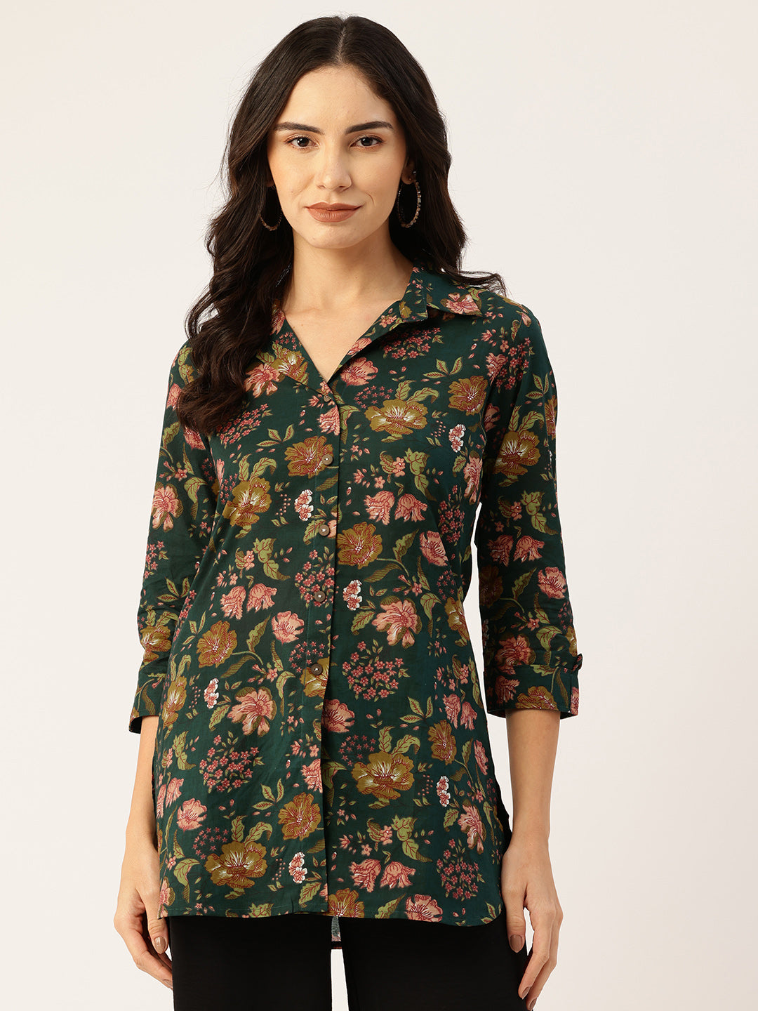 Versatile Collared Shirt with 3/4 Sleeves for Women “ Elegant &amp; Casual