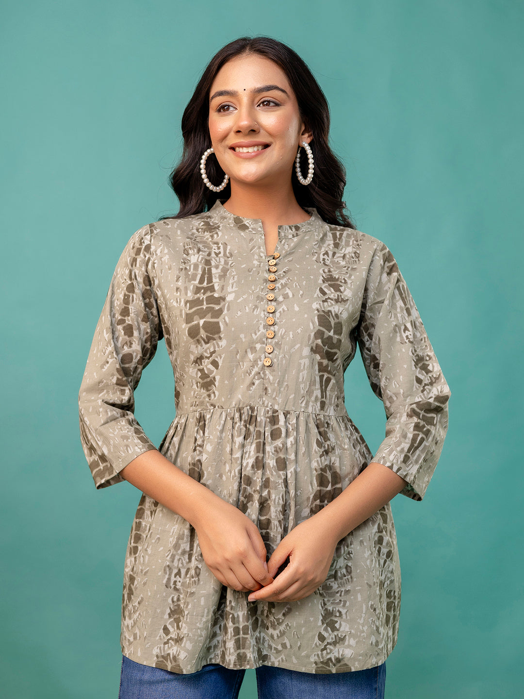 Tunic “ Mandarin Collar, 3/4 Sleeves, Flattering Fit (Sizes S“XXL)