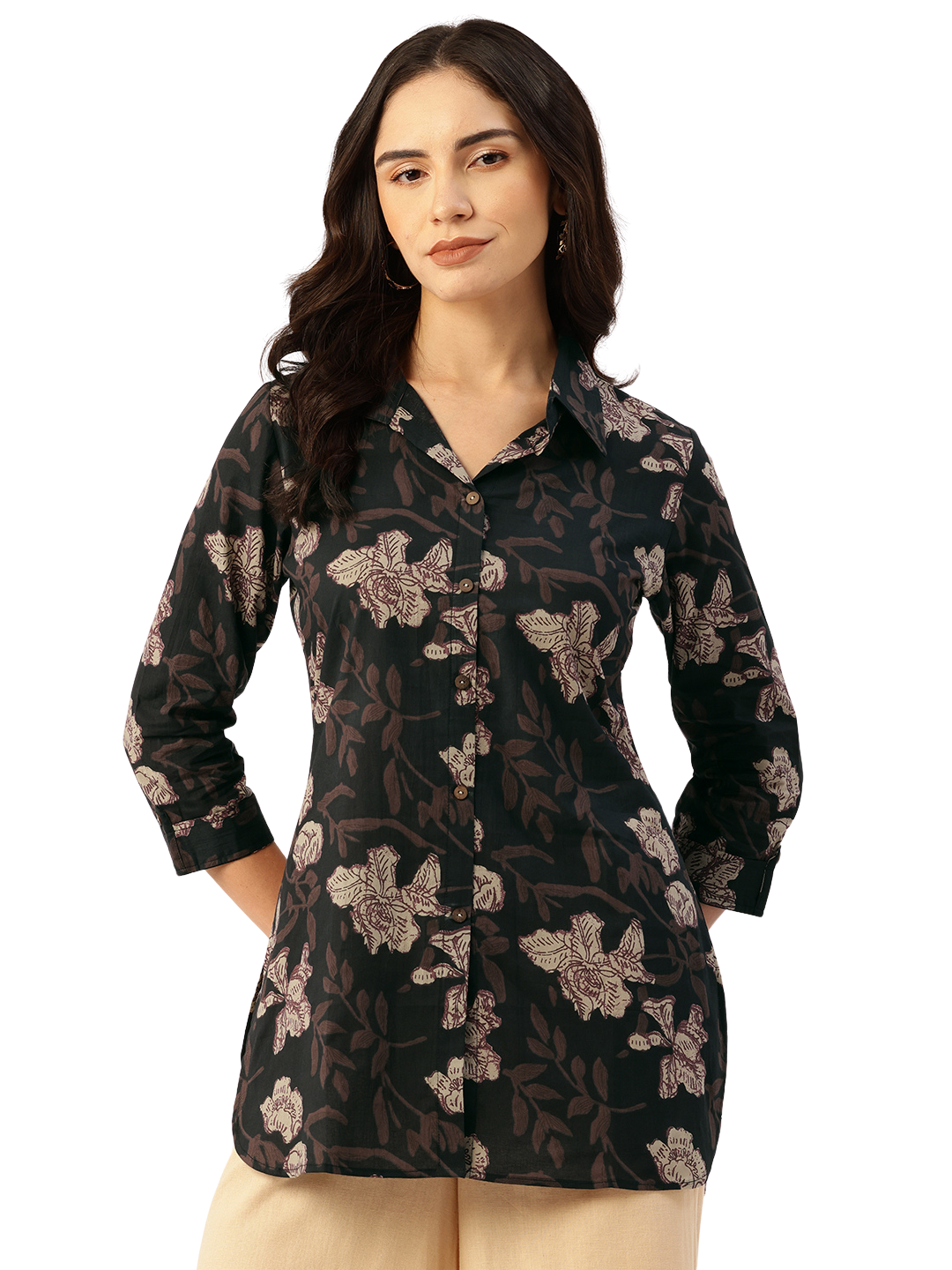 Versatile Collared Shirt with 3/4 Sleeves for Women “ Elegant &amp; Casual