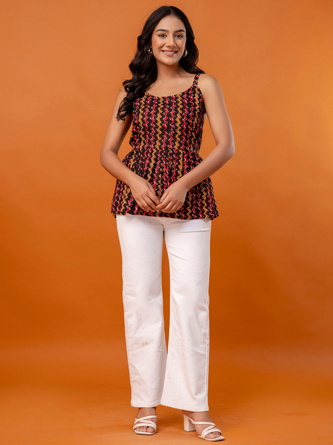 Strappy Peplum Top “ Flattering Fit, All-Day Comfort, Sizes XS“XXL.