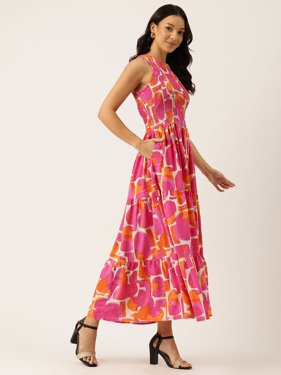 Womens Floral Print Rayon Flared Dress | Soft &amp; Lightweight | Casual Fit | Sizes XS“XXL