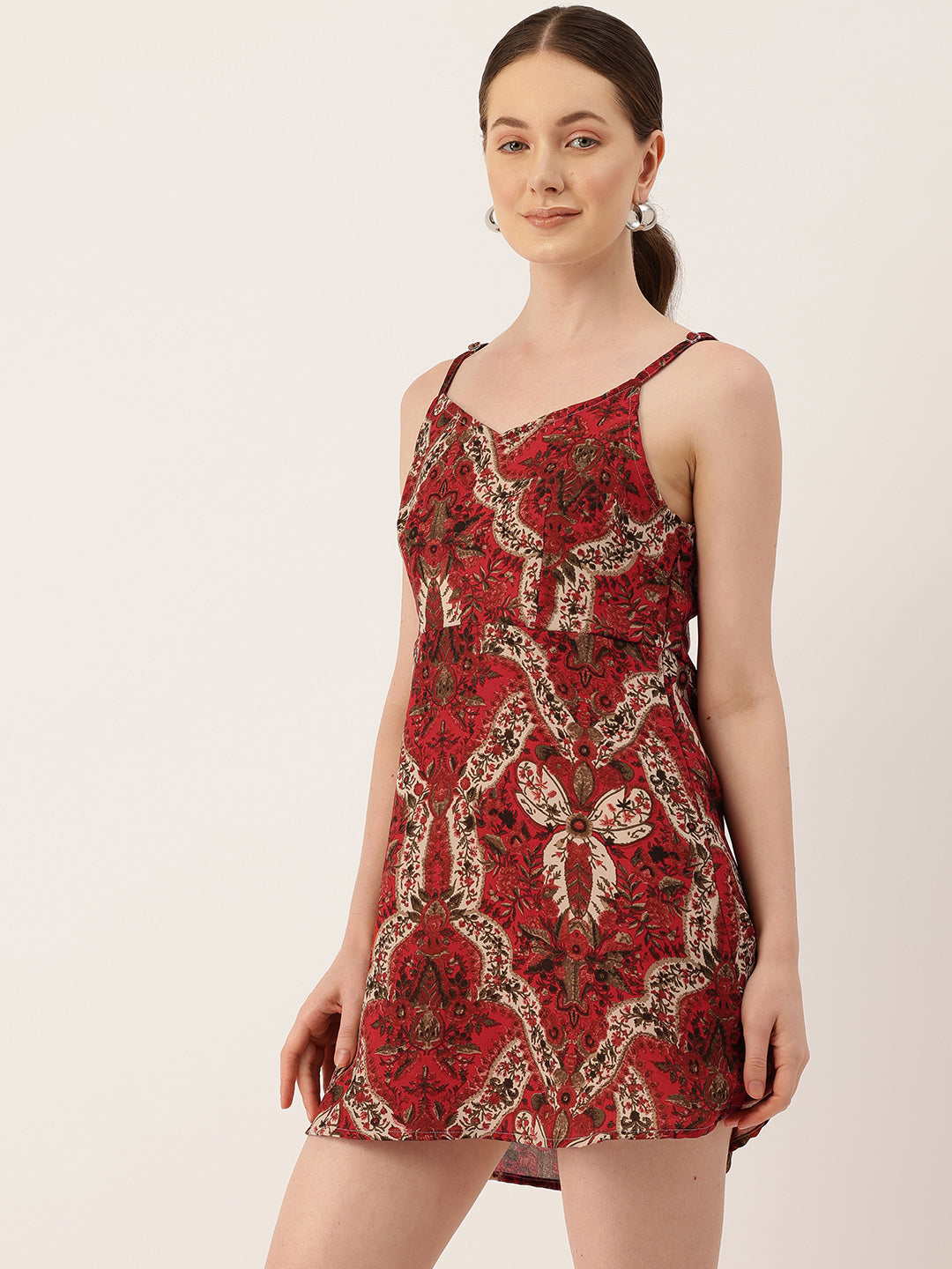 Womens Floral Print Rayon Flared Dress | Soft &amp; Lightweight | Casual Fit | Sizes XS“XXL