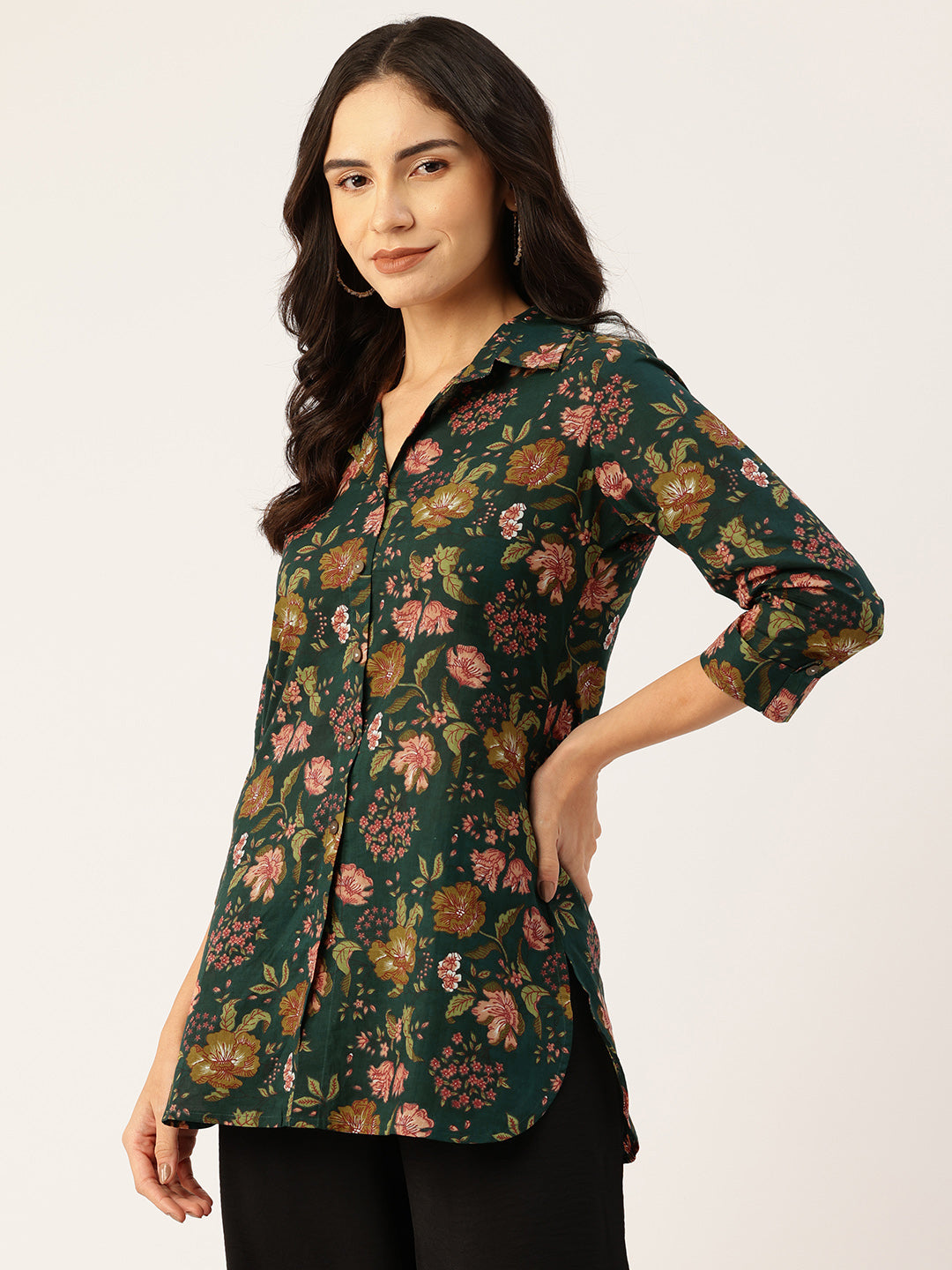 Versatile Collared Shirt with 3/4 Sleeves for Women “ Elegant &amp; Casual