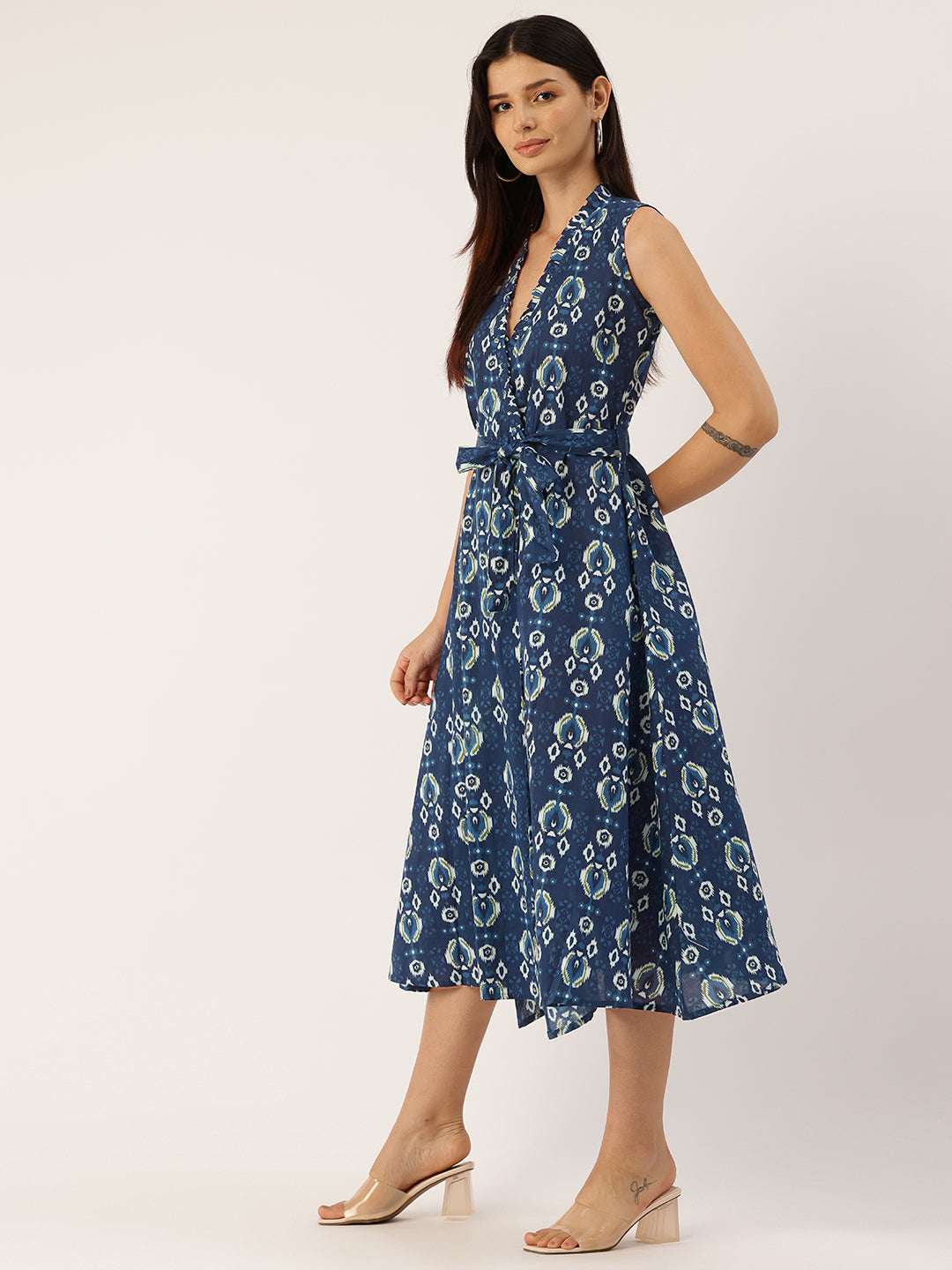 Floral Wrap Angrakha Dress “ Lightweight Sleeveless Cotton Perfection