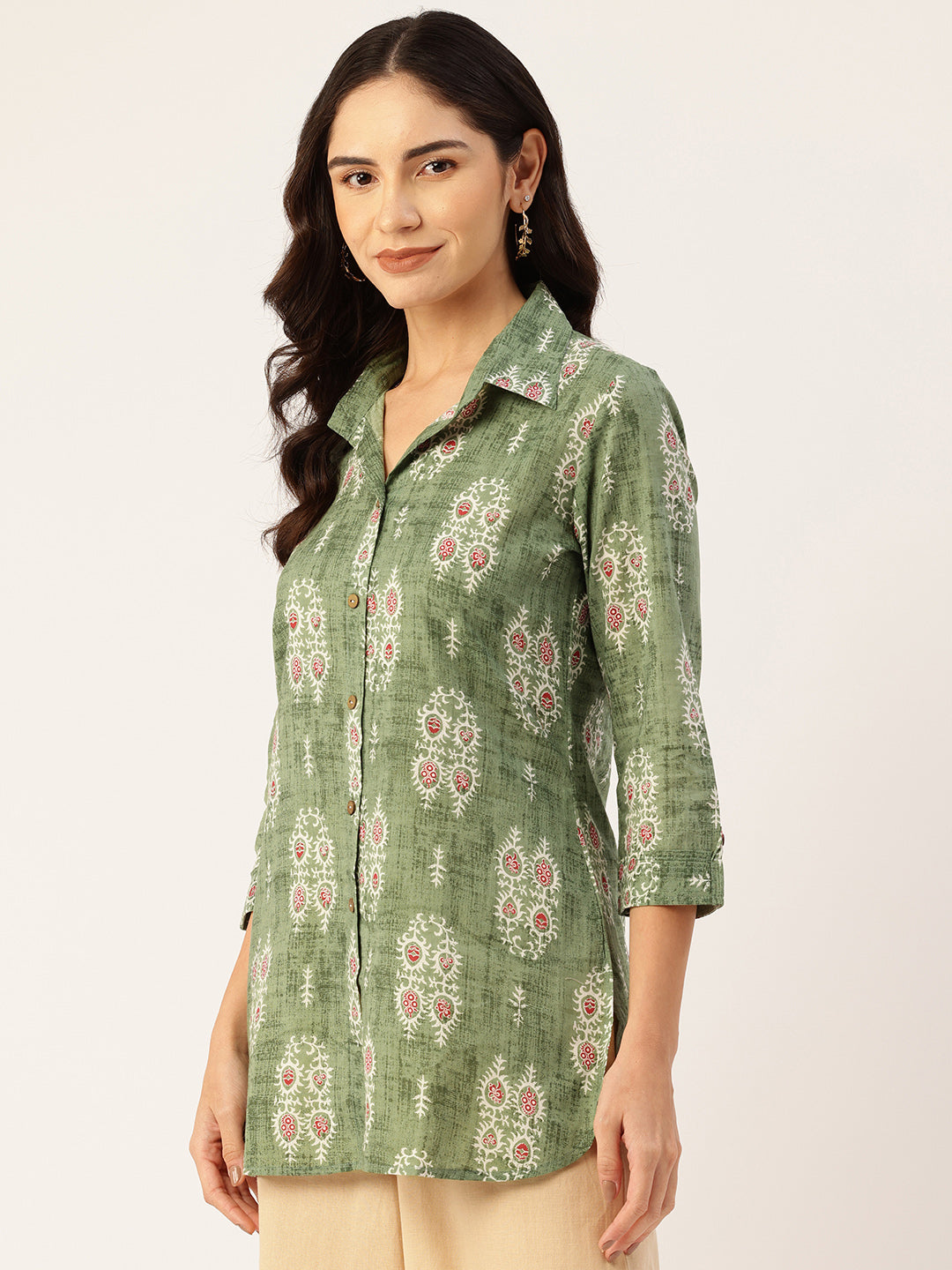 Versatile Collared Shirt with 3/4 Sleeves for Women “ Elegant &amp; Casual