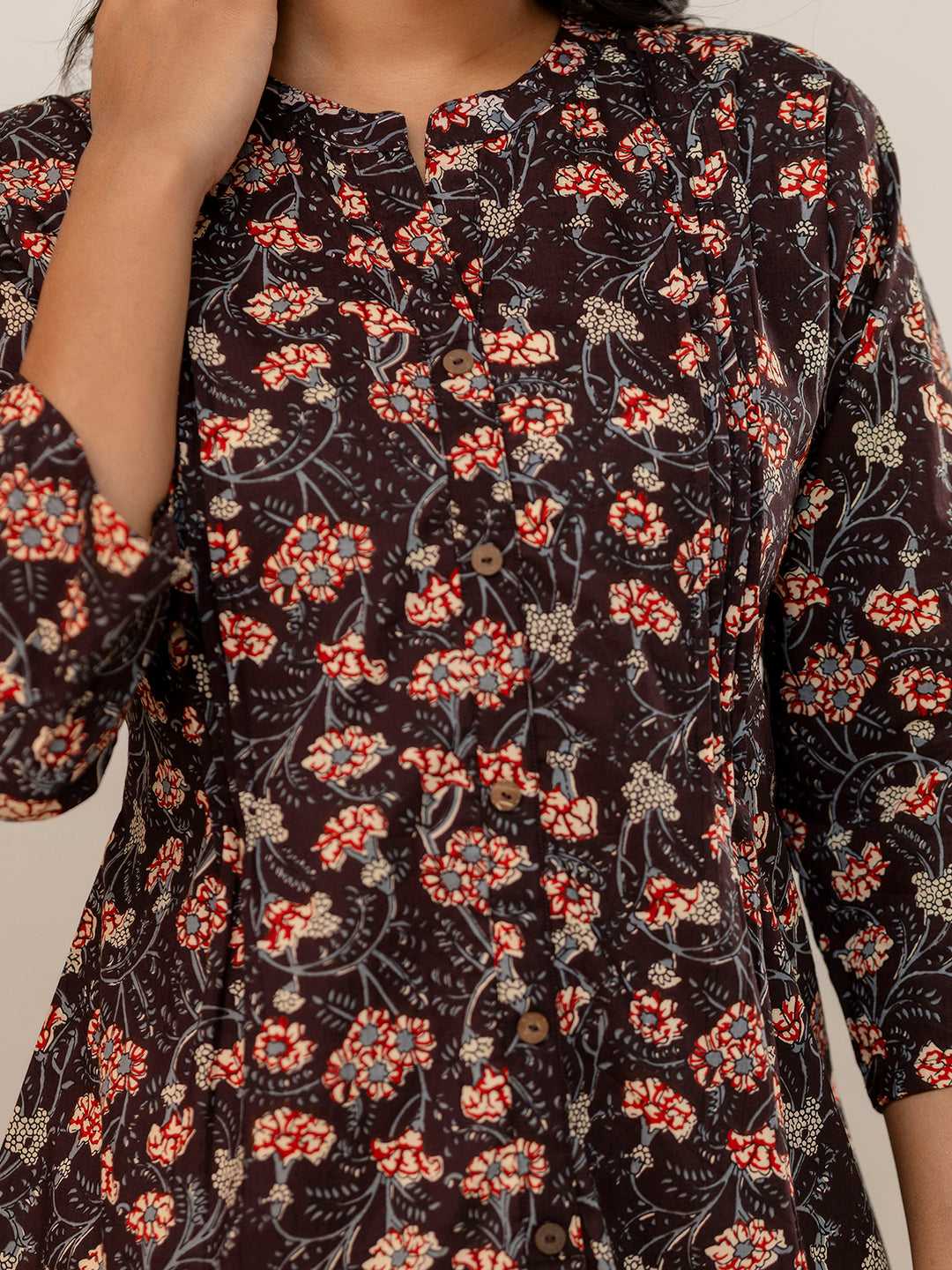 Elegant Mandarin Collar Printed Tunic “ Stylish &amp; Comfortable, Sizes