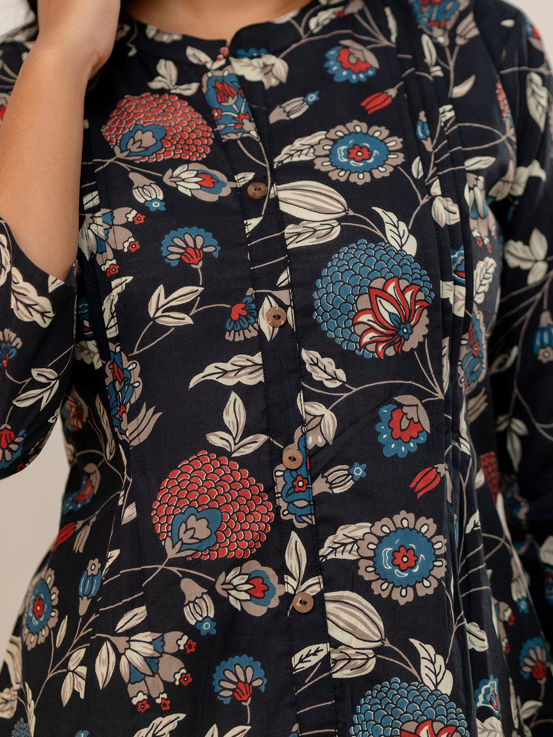Elegant Mandarin Collar Printed Tunic “ Stylish &amp; Comfortable, Sizes