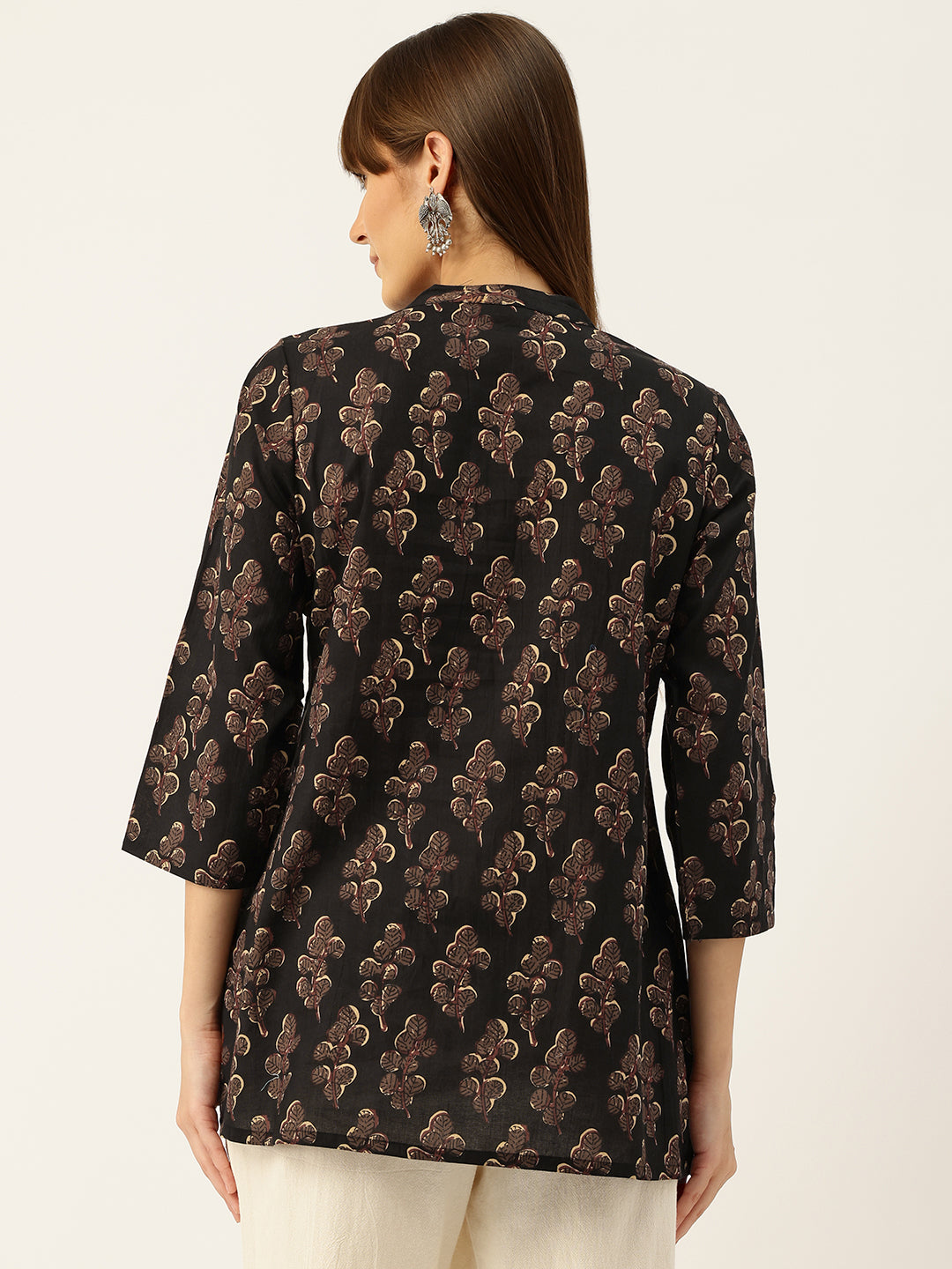 Elegant Mandarin Collar Printed Tunic “ Stylish &amp; Comfortable, Sizes