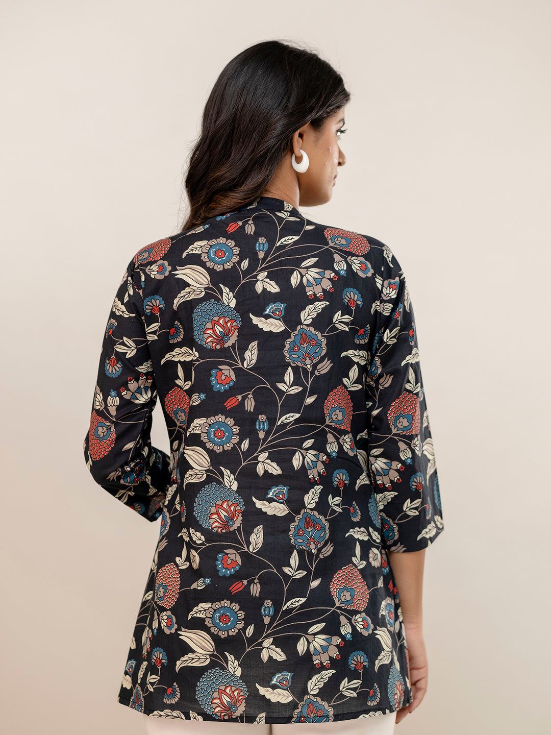 Elegant Mandarin Collar Printed Tunic “ Stylish &amp; Comfortable, Sizes