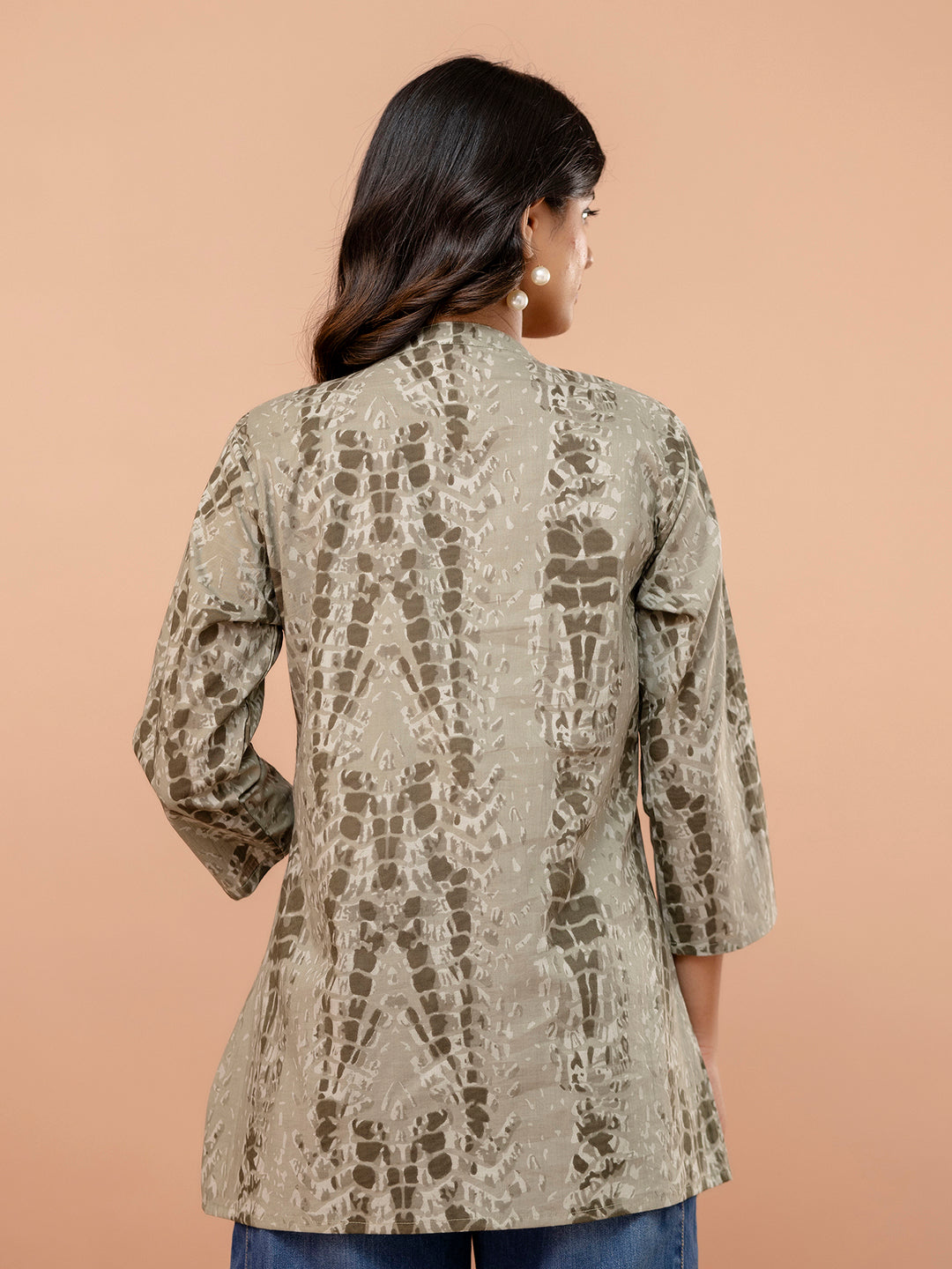 Elegant Mandarin Collar Printed Tunic “ Stylish &amp; Comfortable, Sizes