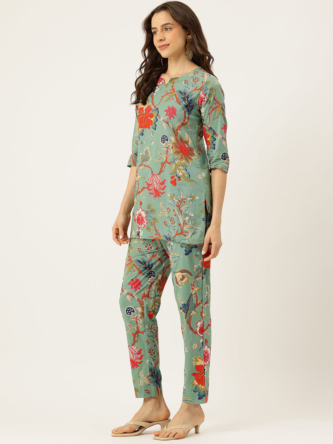 Printed Cotton Kurti &amp; Pant Set “ Breezy Prints, Chic Fit
