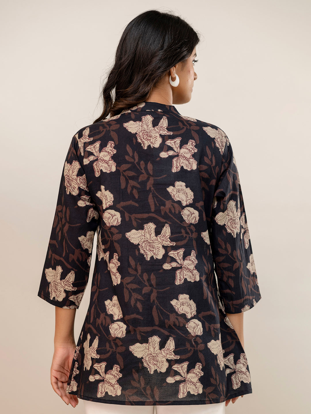 Elegant Mandarin Collar Printed Tunic “ Stylish &amp; Comfortable, Sizes