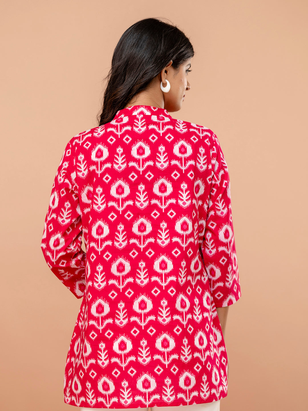 Elegant Mandarin Collar Printed Tunic “ Stylish &amp; Comfortable, Sizes