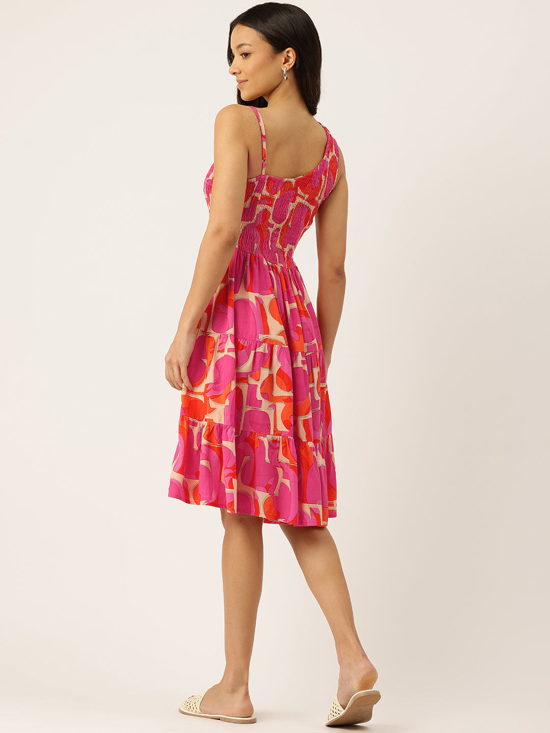 Womens Floral Print Rayon Flared Dress | Soft &amp; Lightweight | Casual Fit | Sizes XS“XXL