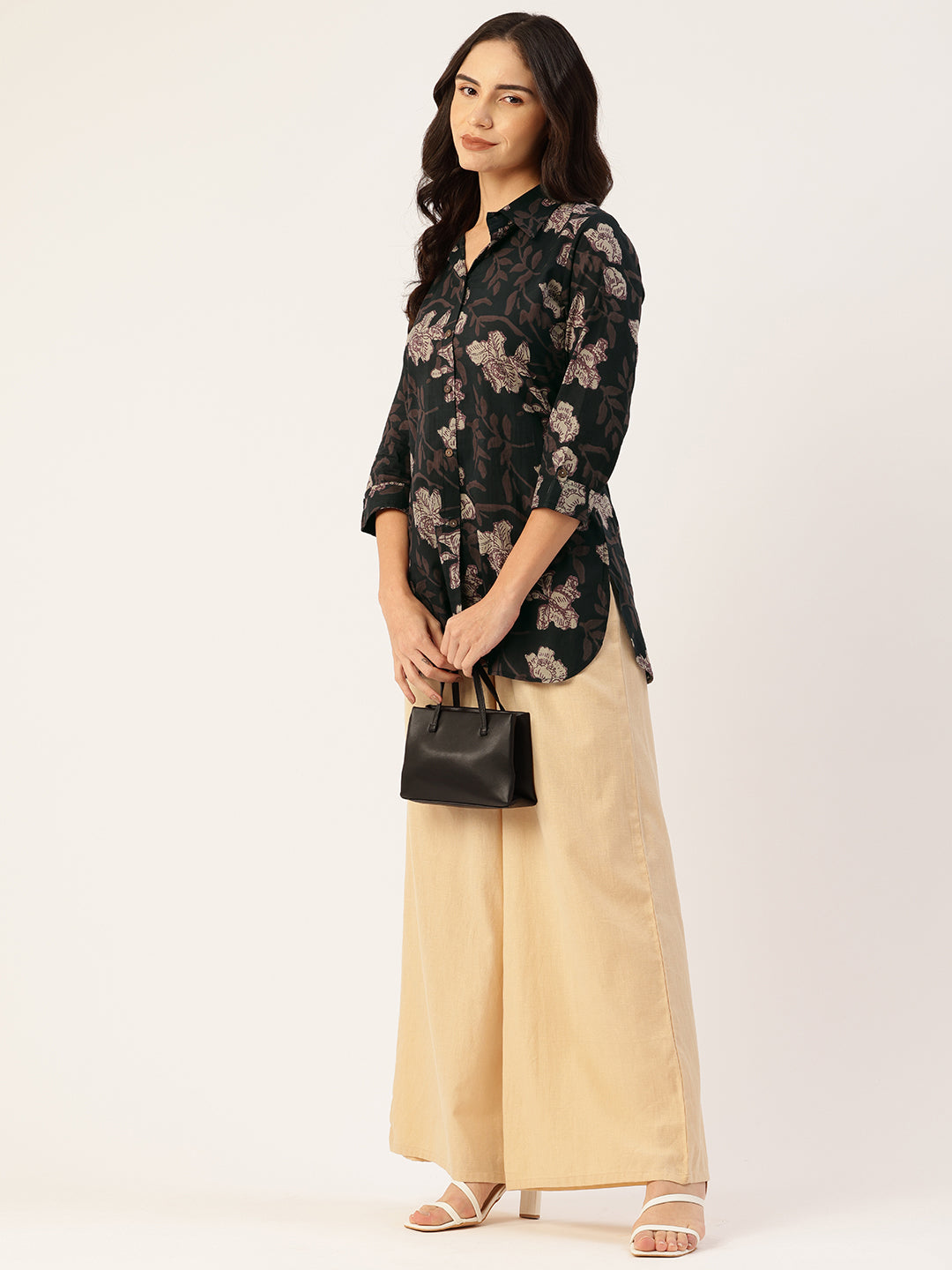 Versatile Collared Shirt with 3/4 Sleeves for Women “ Elegant &amp; Casual