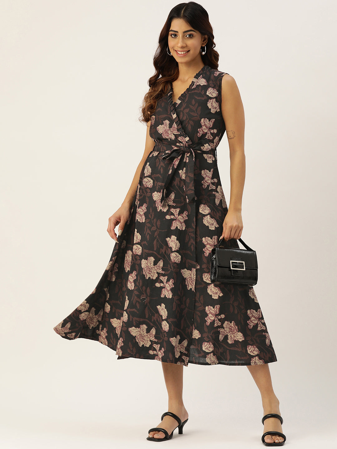 Floral Wrap Angrakha Dress “ Lightweight Sleeveless Cotton Perfection