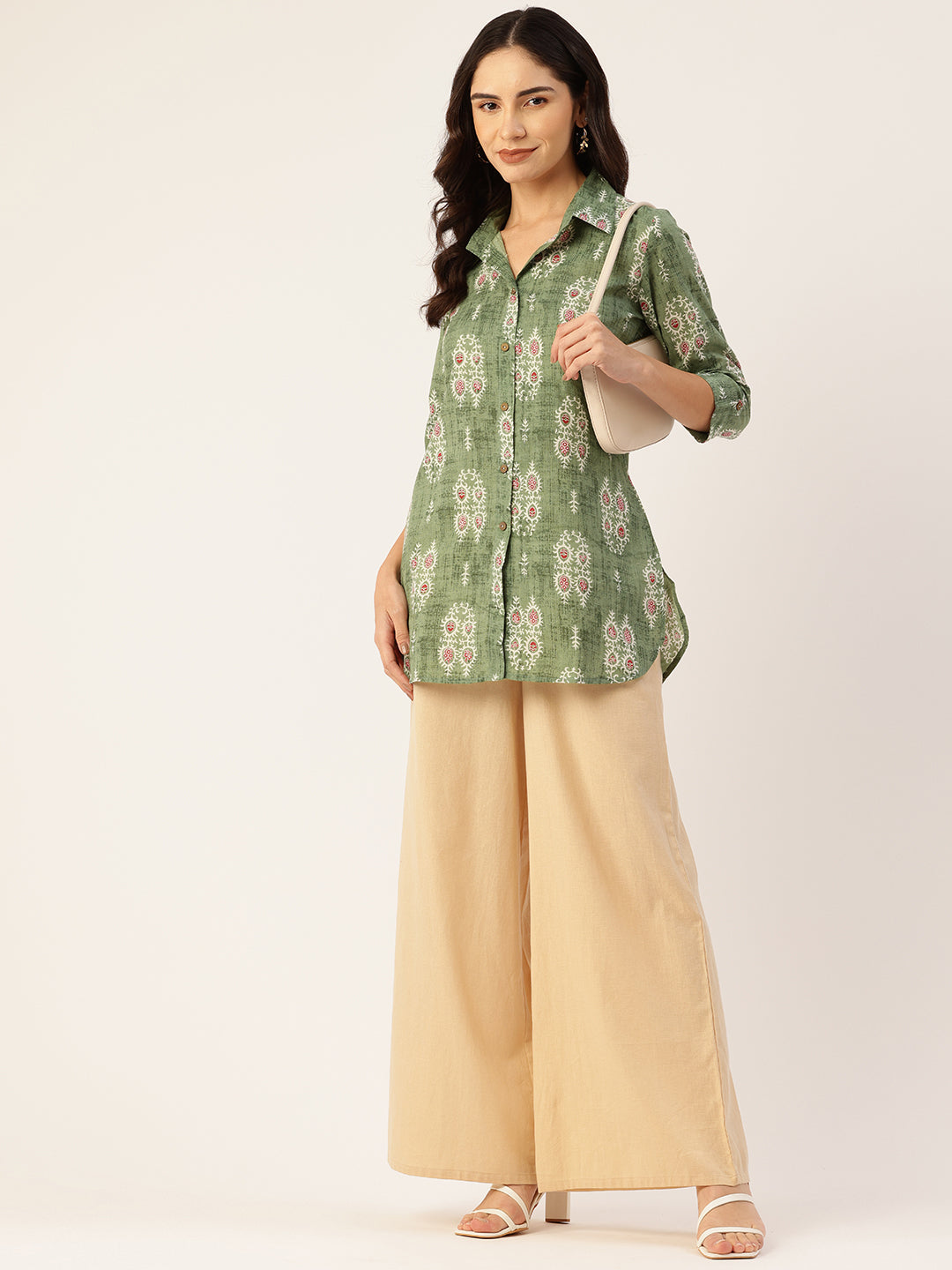 Versatile Collared Shirt with 3/4 Sleeves for Women “ Elegant &amp; Casual