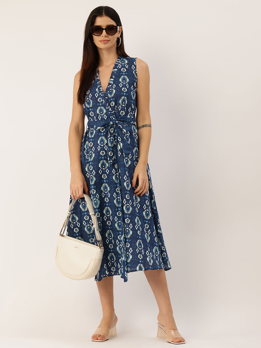 Floral Wrap Angrakha Dress “ Lightweight Sleeveless Cotton Perfection