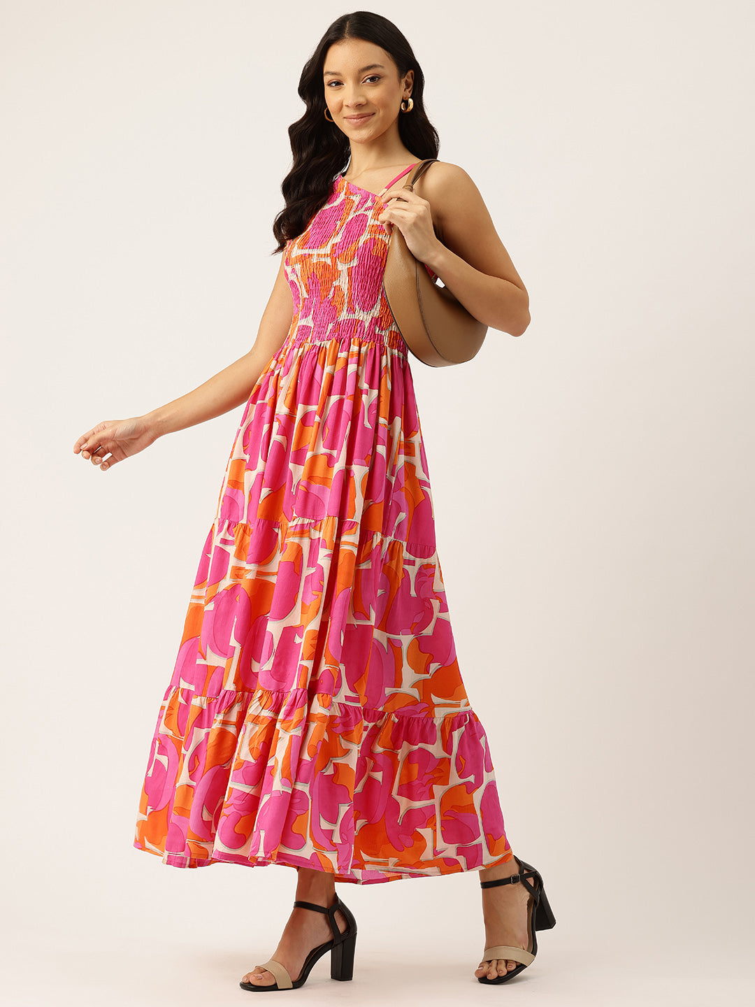 Womens Floral Print Rayon Flared Dress | Soft &amp; Lightweight | Casual Fit | Sizes XS“XXL