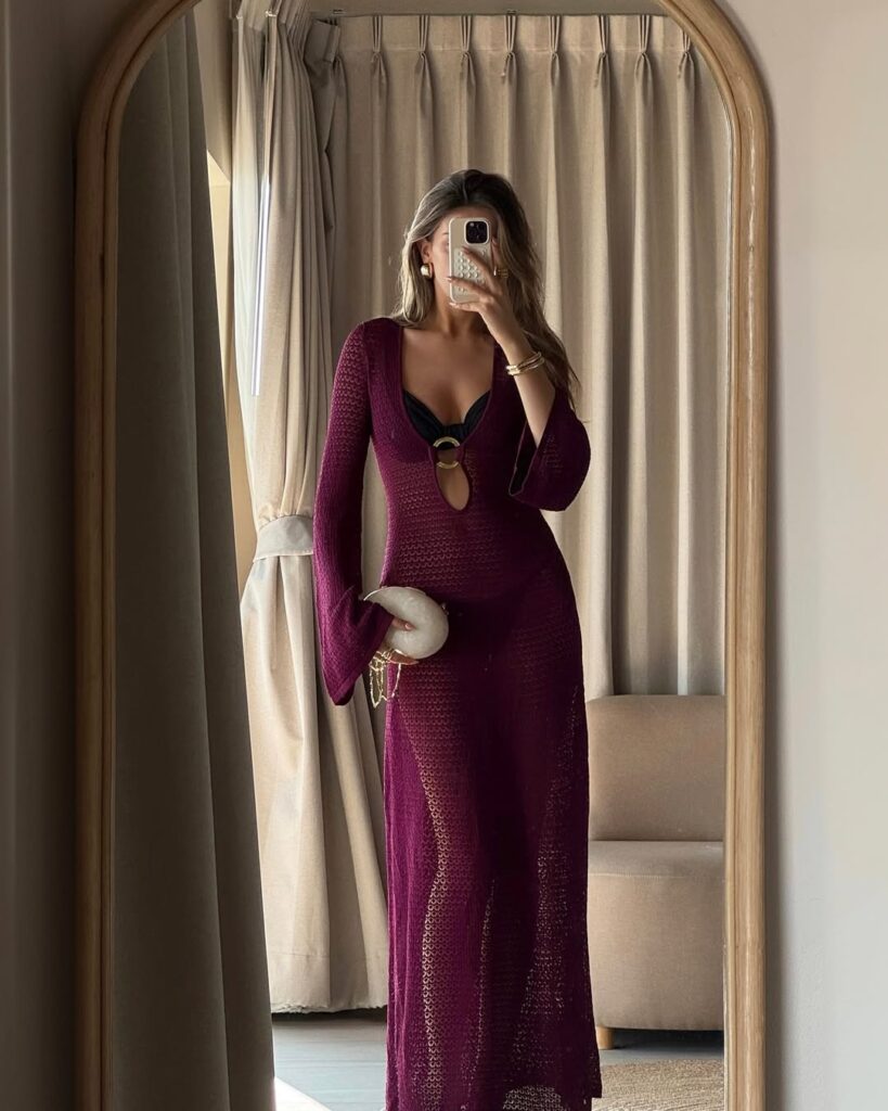 Burgundy Crochet Cover-up